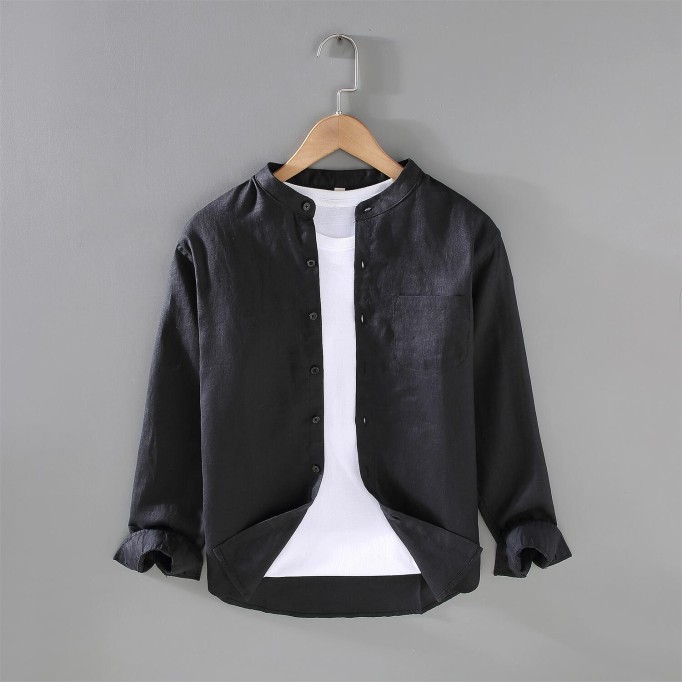 Men's Vintage Vanicol Long Sleeve Stand Collar Shirt