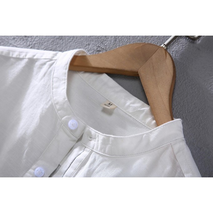 Men's Vintage Stand Collar Vanicol Shirt - Mid Sleeve